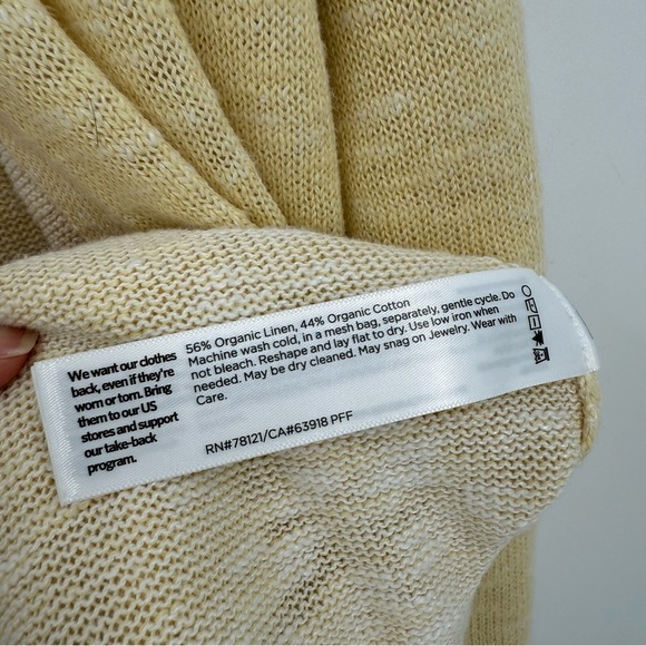 Eileen Fisher Organic Cotton Linen Slub Long Cardigan in Butter Yellow Size M - Picture 6 of 10